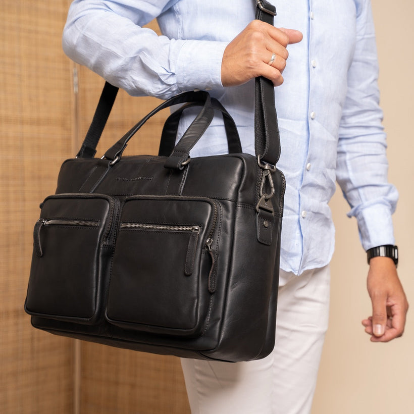 Misha Full-Grain Leather Laptop Bag para Mulher