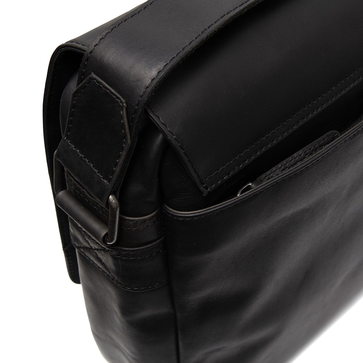 Solid Antique Brass Hardware &amp; Heavy-Duty Dual Zipper Detail on Richard Full-Grain Leather Laptop Bag para Homem