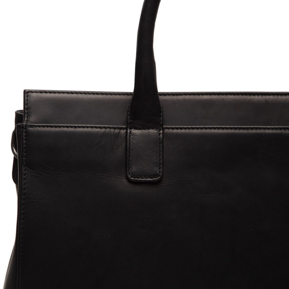 Solid Antique Brass Hardware &amp; Heavy-Duty Dual Zipper Detail on Rivera Full-Grain Leather Laptop Bag para Mulher