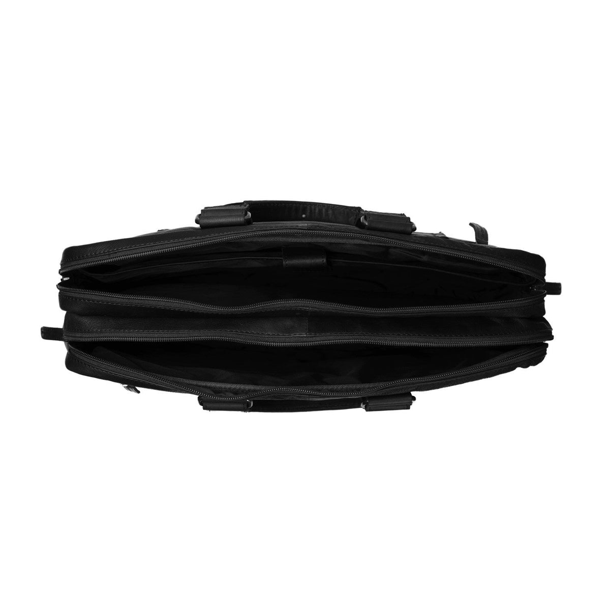 Solid Antique Brass Hardware &amp; Heavy-Duty Dual Zipper Detail on Seth Full-Grain Leather Laptop Bag para Homem