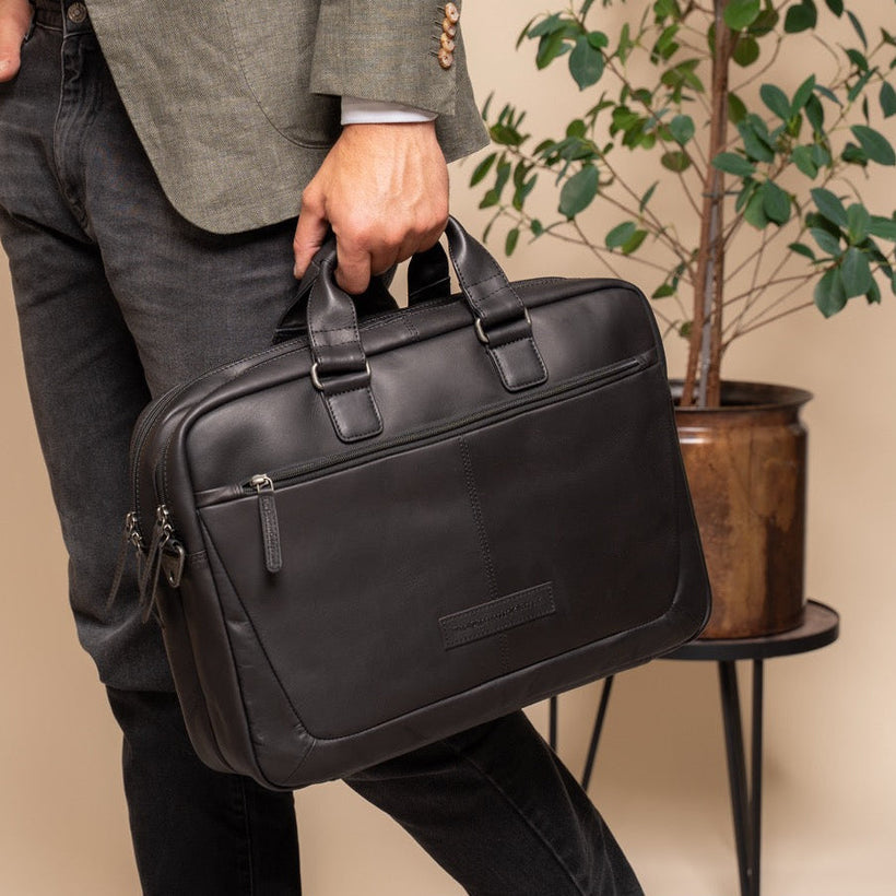 Seth Full-Grain Leather Laptop Bag para Homem