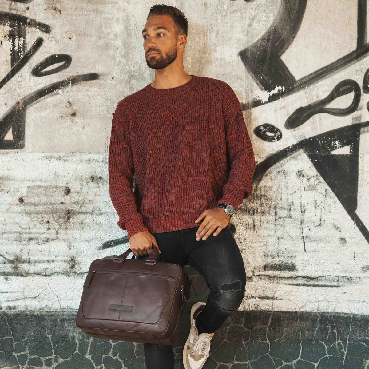 Seth Full-Grain Leather Laptop Bag para Homem – alternate product view 3