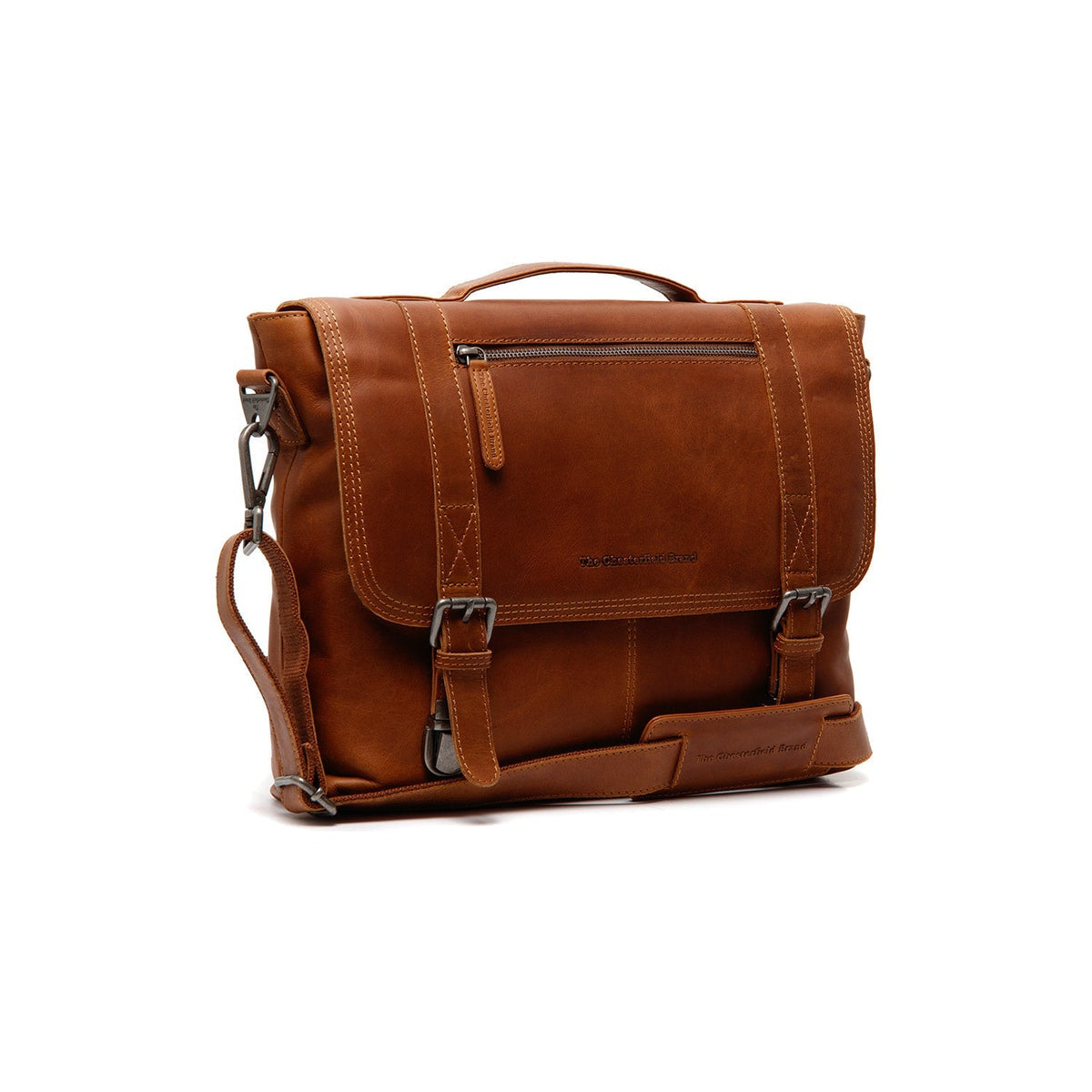 Veneto Full-Grain Leather Laptop Bag para Mulher in Classic 100% Full-Grain Leather - Full Exterior Front Profile View | Buy Online