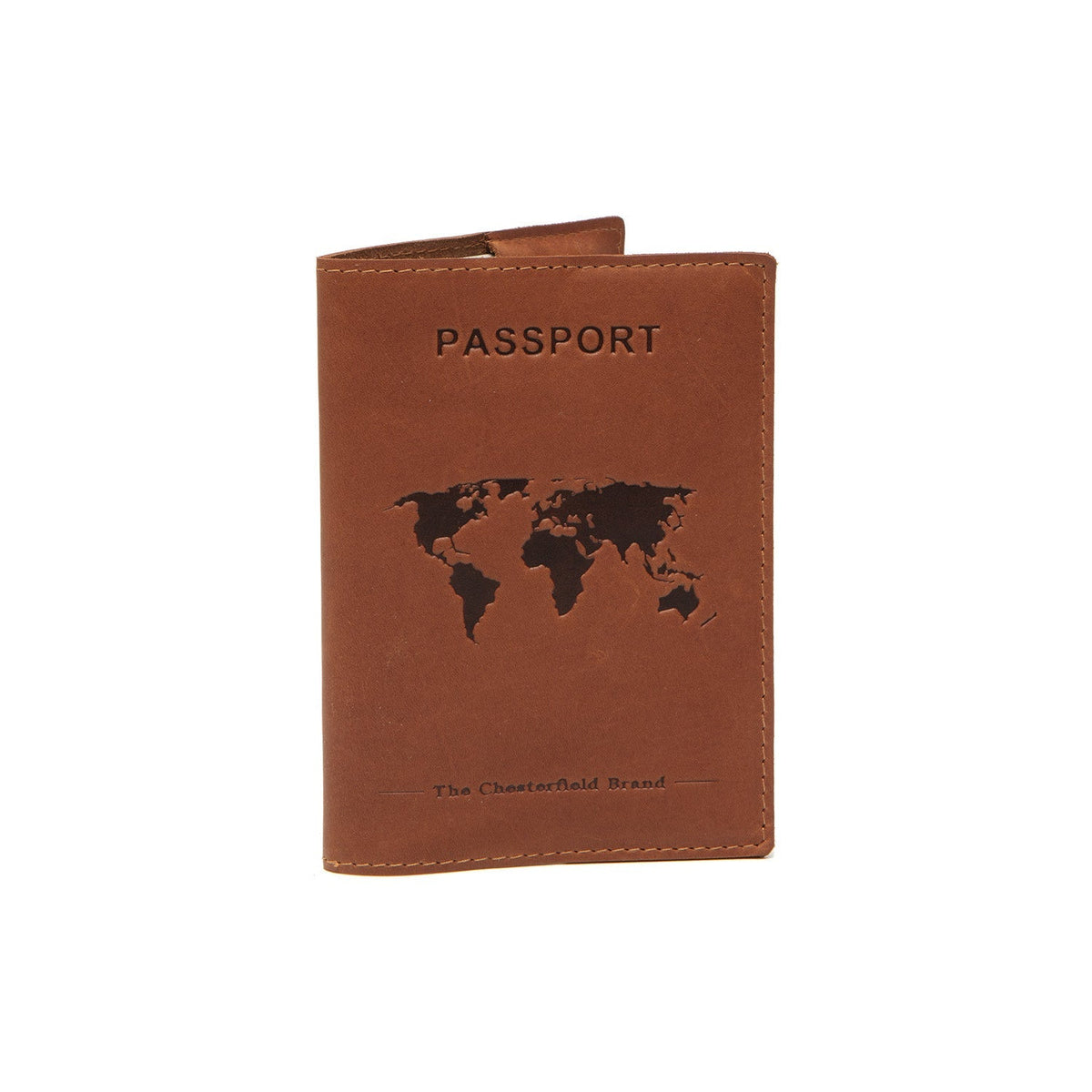 
Cognac Leather Passport Case para Mulher para Mulher, front view