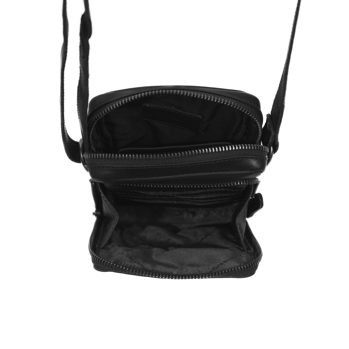 Close-Up Detail of Classic Collar &amp; Heavy-Duty Zipper Hardware on Hamilton Full-Grain Leather Phone Bag para Mulher