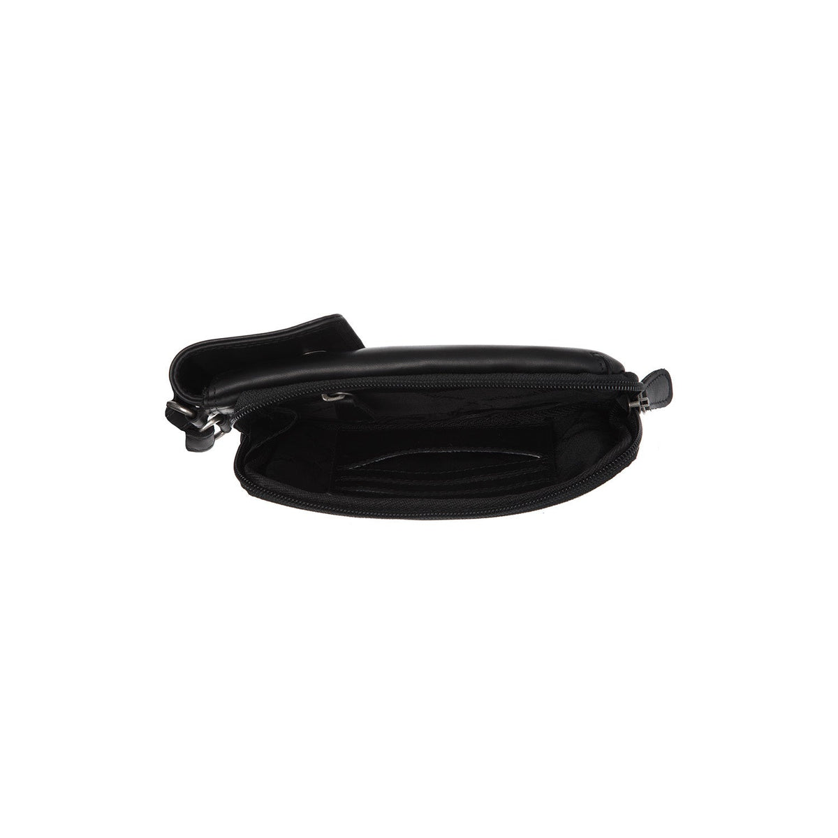 Langley Full-Grain Leather Phone Bag para Mulher - Lateral Side Profile View Showing Sleeve Cut &amp; Athletic Taper Fit