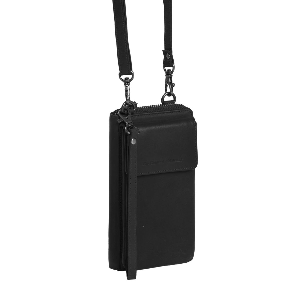 Malaga Full-Grain Leather Phone Bag para Mulher in Classic 100% Full-Grain Leather - Front Profile View &amp; Tailored Silhouette | Buy Online