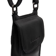 Nebra Full-Grain Leather Phone Bag para Mulher - Lateral Side Profile View Showing Sleeve Cut &amp; Athletic Taper Fit