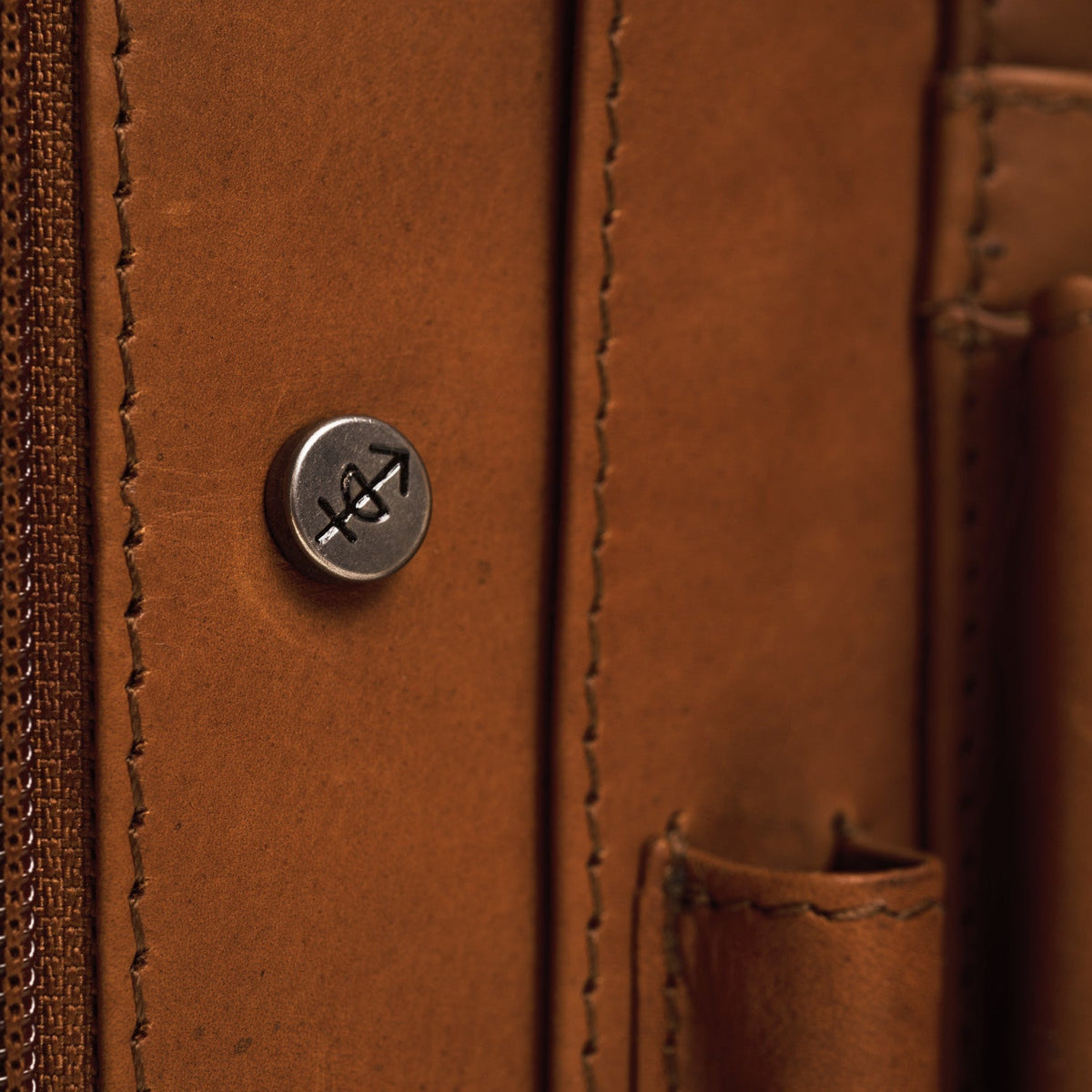 
Cognac Leather Portfolio Barnet para Mulher para Mulher, detail view 4