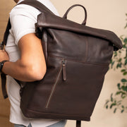 Liverpool Full-Grain Leather Roll-top Backpack para Mulher – alternate product view 2