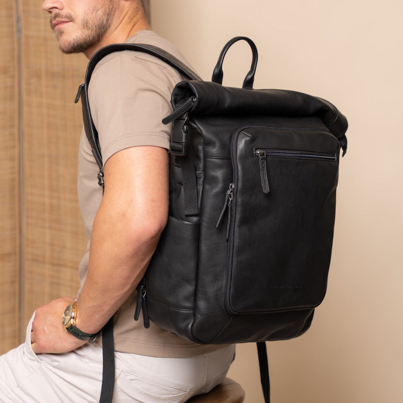 Remo Full-Grain Leather Roll-top Backpack para Mulher