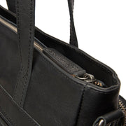 Alicante Full-Grain Leather Shopper para Mulher - Structured Side Profile Showing Gusset Depth &amp; Expansion Capacity