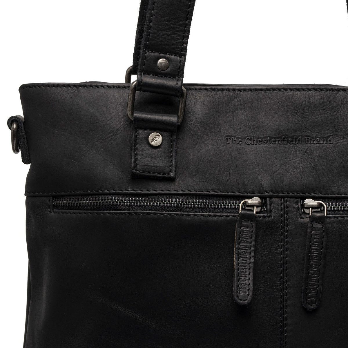Solid Antique Brass Hardware &amp; Heavy-Duty Dual Zipper Detail on Rome Full-Grain Leather Shopper para Mulher