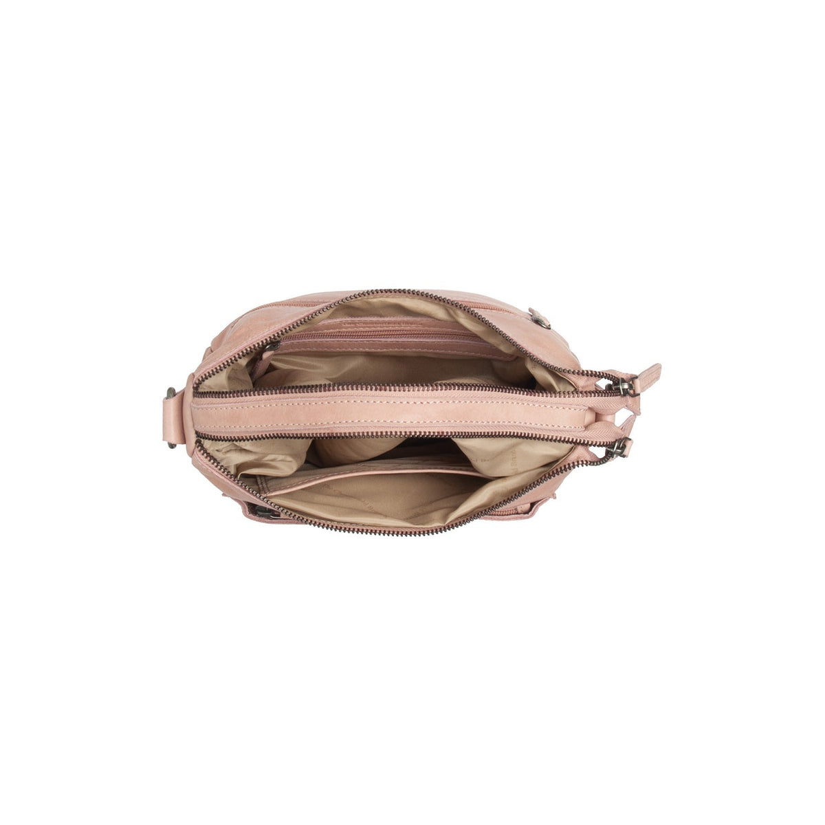 Solid Antique Brass Hardware &amp; Heavy-Duty Dual Zipper Detail on Caroline Full-Grain Leather Shoulder Bag para Mulher