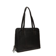 Flint Full-Grain Leather Shoulder Bag para Mulher in Classic 100% Full-Grain Leather - Full Exterior Front Profile View | Buy Online