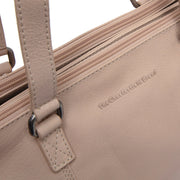 Marvos Full-Grain Leather Shoulder Bag para Mulher - Structured Side Profile Showing Gusset Depth &amp; Expansion Capacity