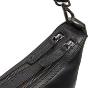 Moneva Full-Grain Leather Shoulder Bag para Mulher - Structured Side Profile Showing Gusset Depth &amp; Expansion Capacity