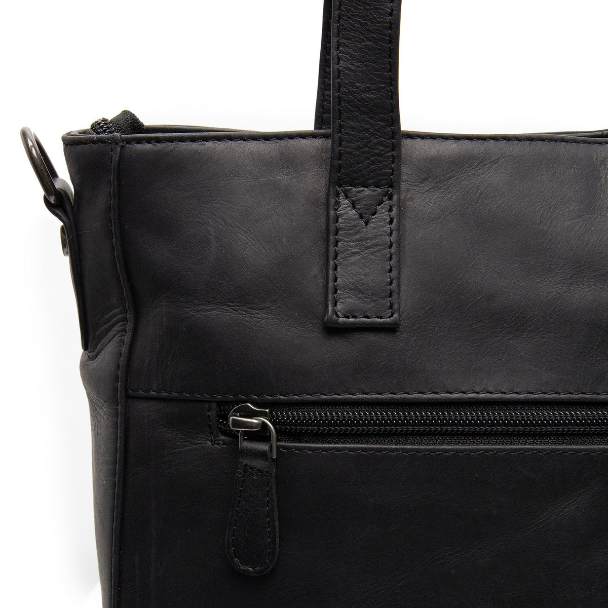 Mosel Full-Grain Leather Shoulder Bag para Mulher - Structured Side Profile Showing Gusset Depth &amp; Expansion Capacity