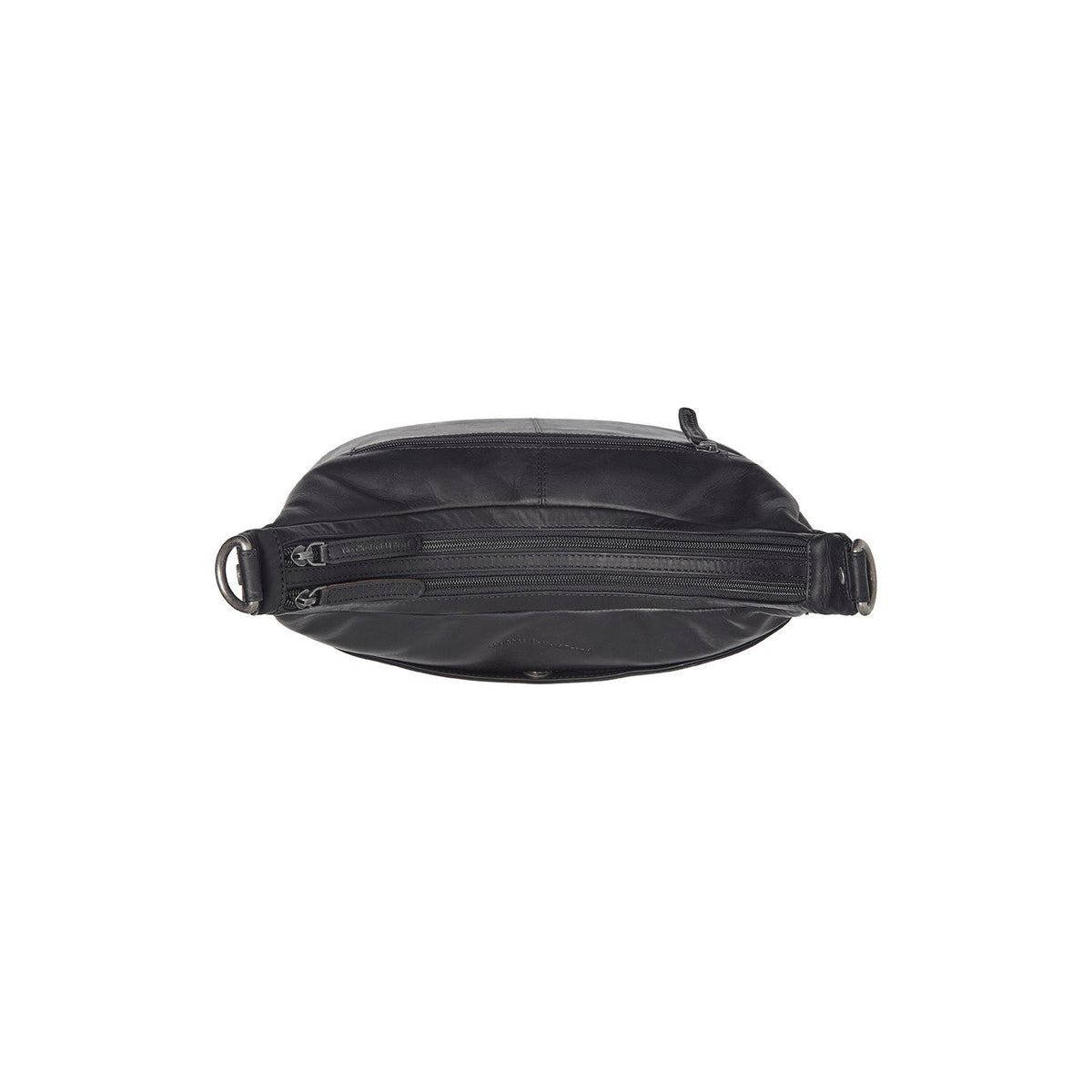 
Solid Antique Brass Hardware & Heavy-Duty Dual Zipper Detail on Olvia Mala de ombro em couro