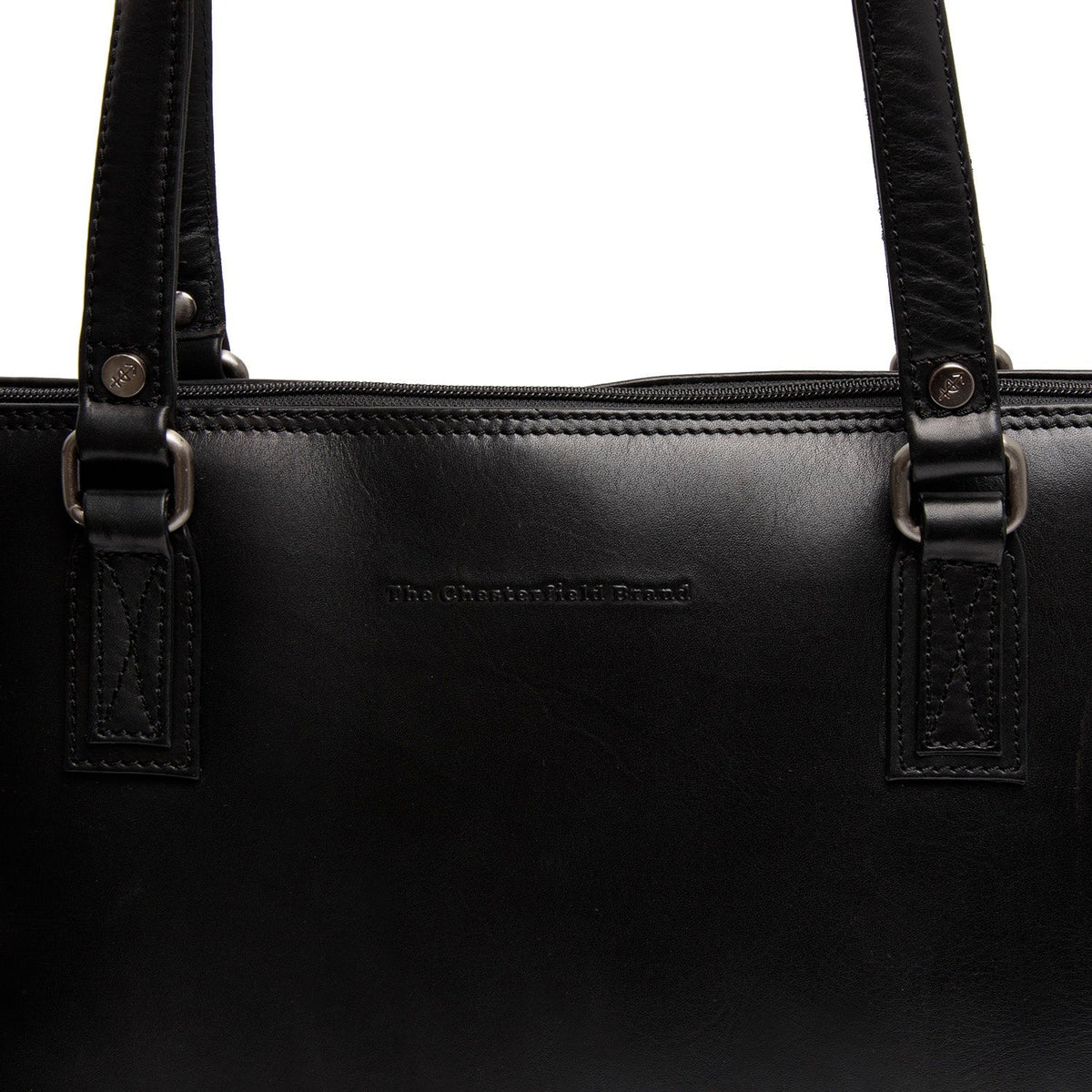 
Classic 100% Full-Grain leather Bag - Perspetiva traseira com alças de couro reforçadas