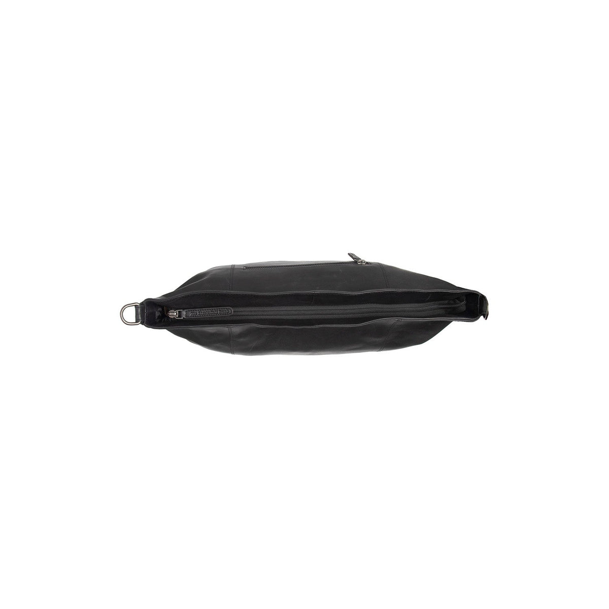 
Solid Antique Brass Hardware & Heavy-Duty Dual Zipper Detail on Zira Mala de ombro em couro