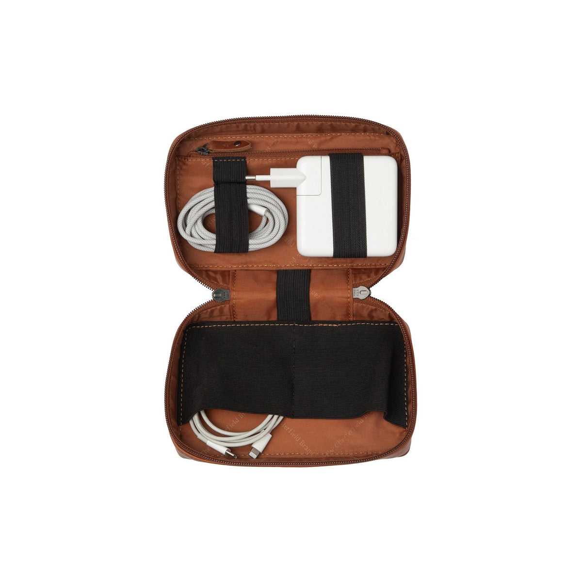 Cognac Leather Tech-Organizer Ardan para Mulher, front view