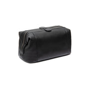 Tailored Rib Cuffs &amp; Hem Craftsmanship Construction Detail on Biassa Full-Grain Leather Toiletry Bag para Mulher