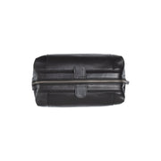 Biassa Full-Grain Leather Toiletry Bag para Mulher - Lateral Side Profile View Showing Sleeve Cut &amp; Athletic Taper Fit