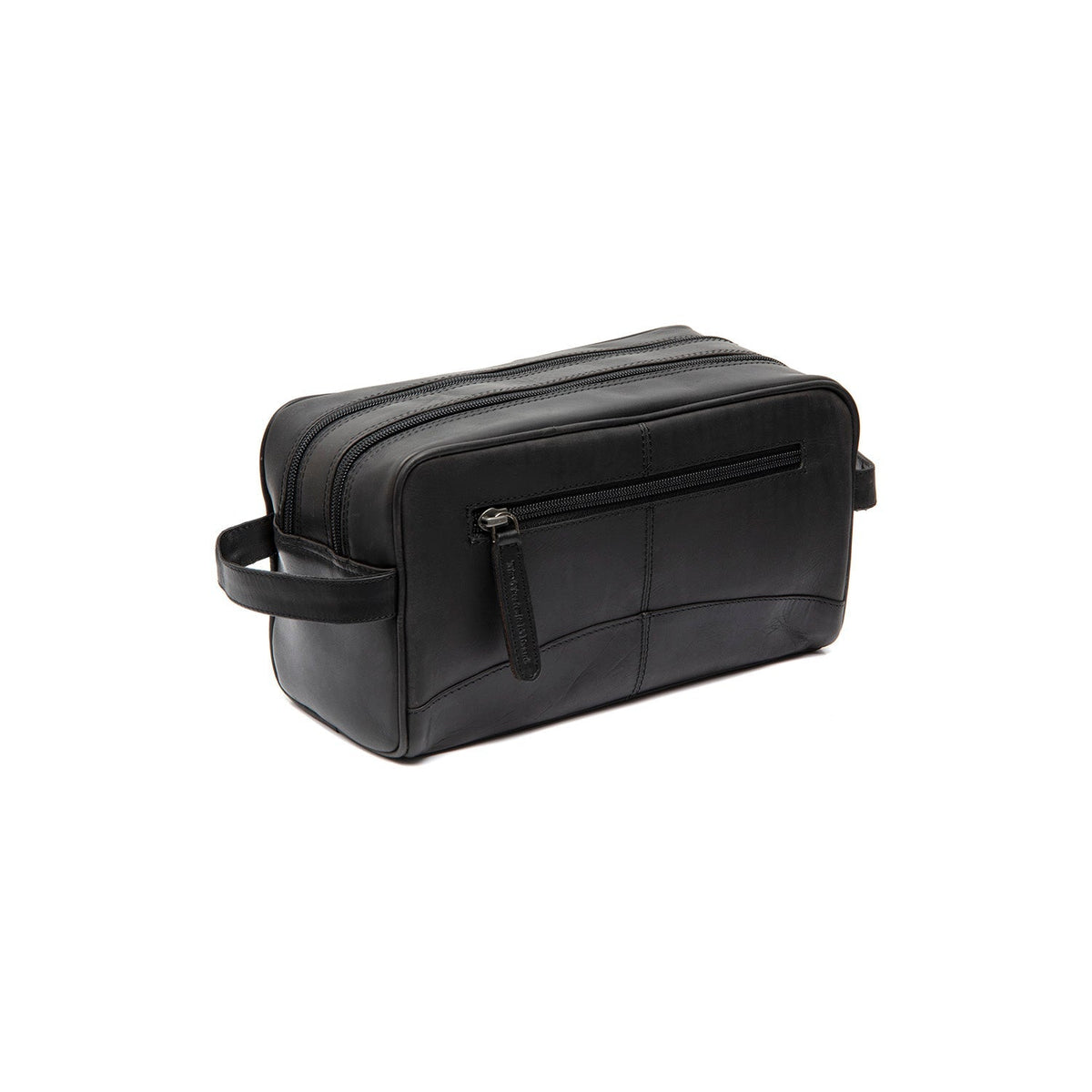Styled Fit Perspective of Stacey Full-Grain Leather Toiletry Bag para Mulher on Model - Natural Daylight Drape