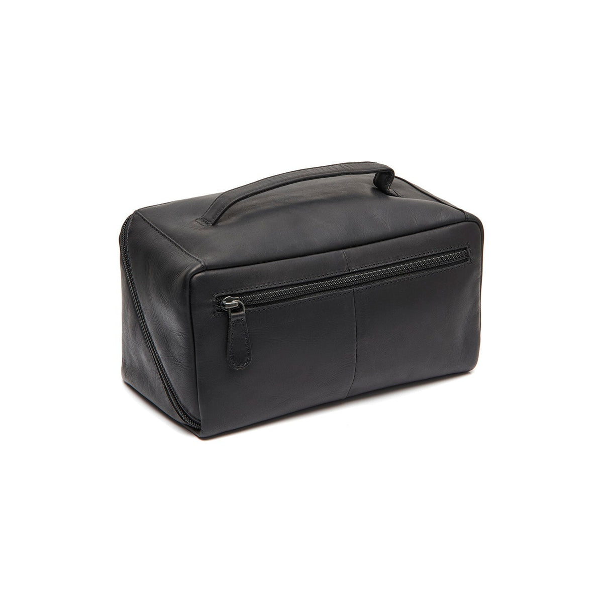 Tailored Rib Cuffs &amp; Hem Craftsmanship Construction Detail on Trevia Full-Grain Leather Toiletry Bag para Mulher