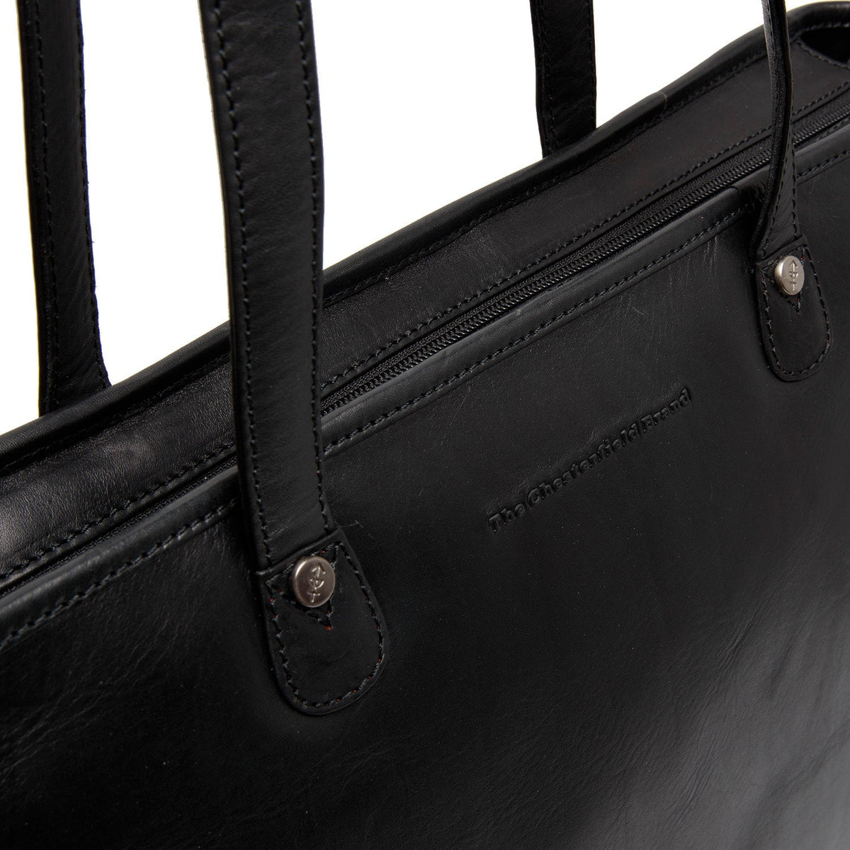 Astano Full-Grain Leather Tote Bag para Mulher - Structured Side Profile Showing Gusset Depth &amp; Expansion Capacity