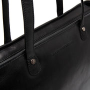 Astano Full-Grain Leather Tote Bag para Mulher - Structured Side Profile Showing Gusset Depth &amp; Expansion Capacity