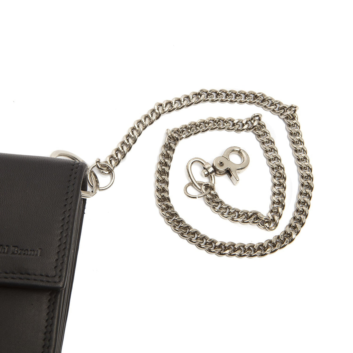 Solid Antique Brass Hardware &amp; Heavy-Duty Dual Zipper Detail on Elba Full-Grain Leather Waiter Wallet para Mulher