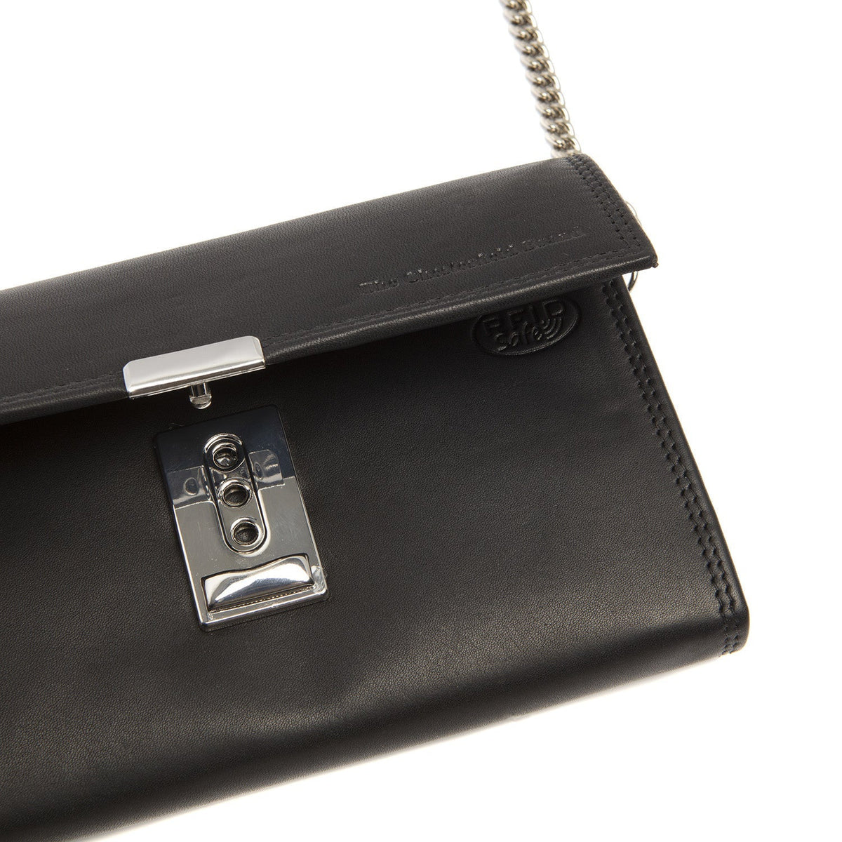 Elba Full-Grain Leather Waiter Wallet para Mulher - Structured Side Profile Showing Gusset Depth &amp; Expansion Capacity