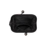 Calvia Full-Grain Leather Wallet para Mulher - Structured Side Profile Showing Gusset Depth &amp; Expansion Capacity