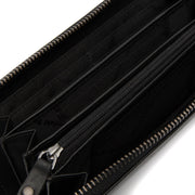 Solid Antique Brass Hardware &amp; Heavy-Duty Dual Zipper Detail on Cantara Full-Grain Leather Wallet para Mulher