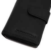 Solid Antique Brass Hardware &amp; Heavy-Duty Dual Zipper Detail on Charlotte Full-Grain Leather Wallet para Mulher