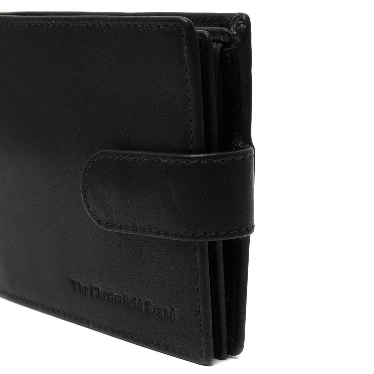 Curtis Full-Grain Leather Wallet para Homem - Structured Side Profile Showing Gusset Depth &amp; Expansion Capacity