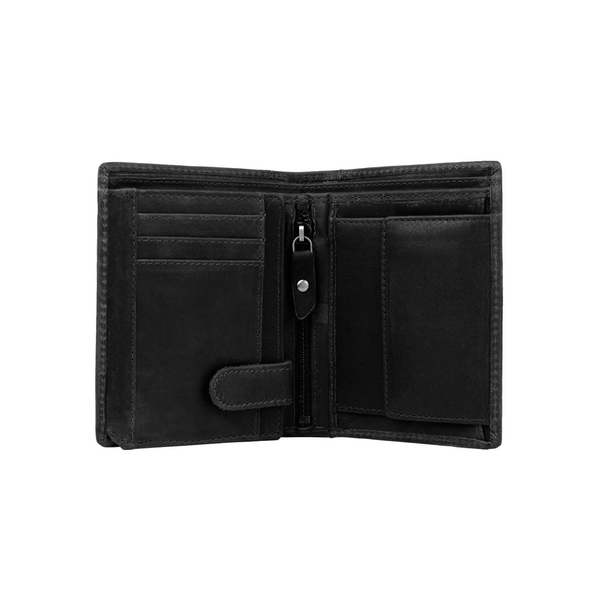 Ethel Full-Grain Leather Wallet para Mulher - Structured Side Profile Showing Gusset Depth &amp; Expansion Capacity