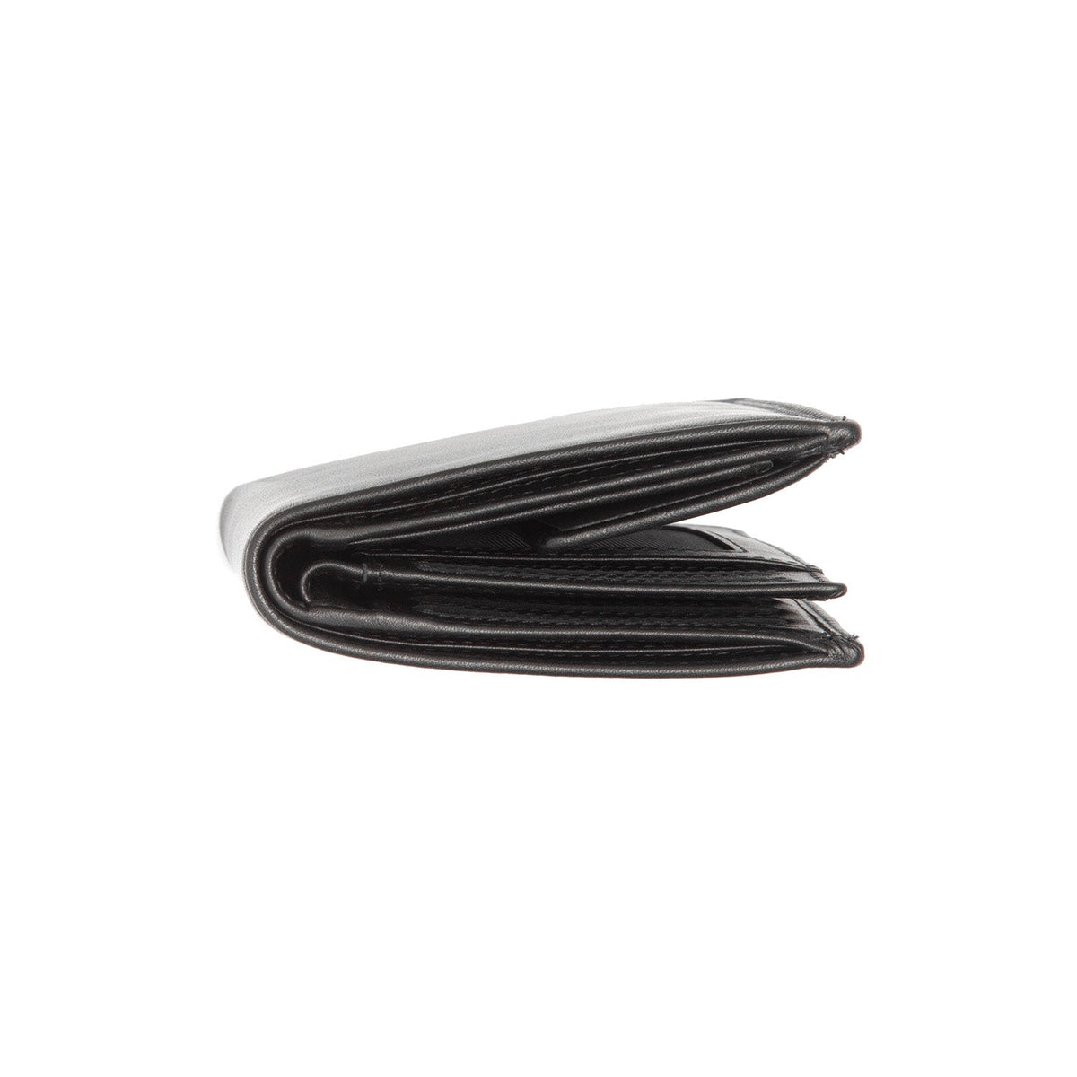 Hanson Full-Grain Leather Wallet para Homem - Structured Side Profile Showing Gusset Depth &amp; Expansion Capacity