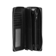 Solid Antique Brass Hardware &amp; Heavy-Duty Dual Zipper Detail on Havana Full-Grain Leather Wallet para Mulher