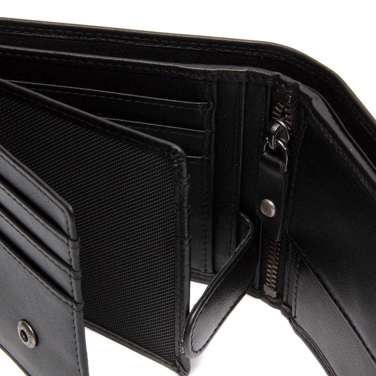 Hendrick Full-Grain Leather Wallet para Homem - Structured Side Profile Showing Gusset Depth &amp; Expansion Capacity
