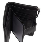 Solid Antique Brass Hardware &amp; Heavy-Duty Dual Zipper Detail on Landau Full-Grain Leather Wallet para Mulher