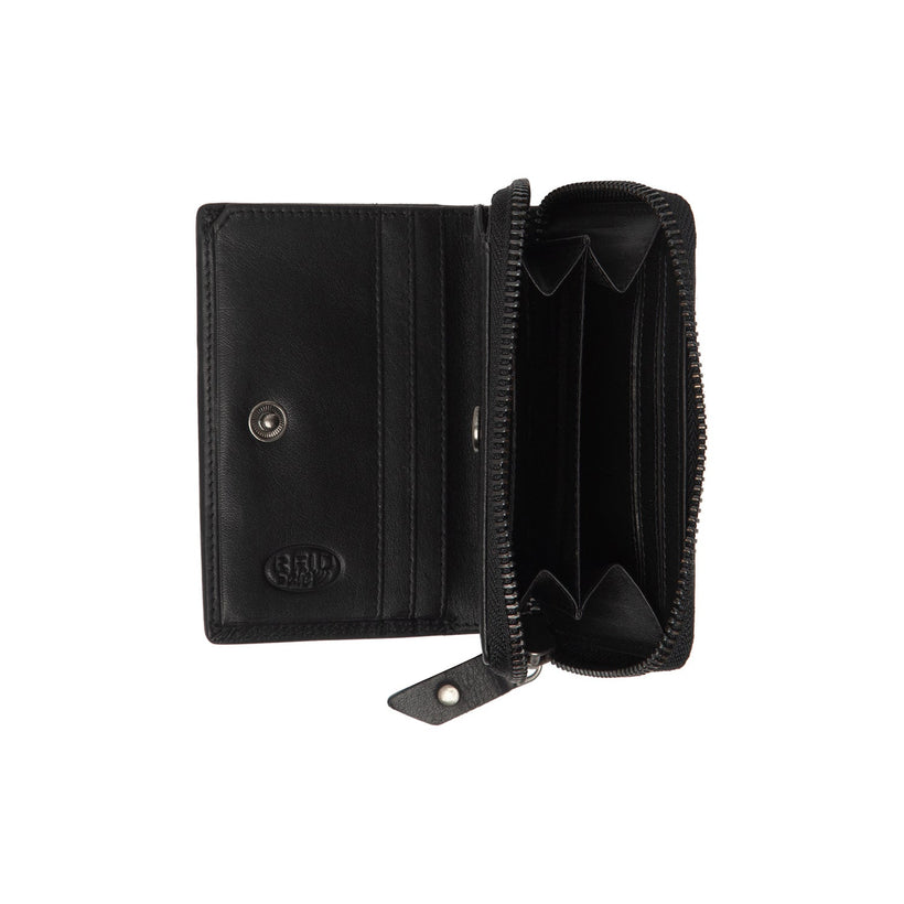 Classic 100% Full-Grain leather Wallet - Rear Perspective Showing Reinforced Leather Straps & Stitching
