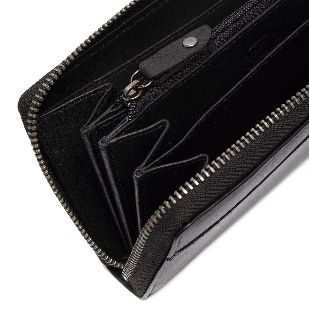 
Classic 100% Full-Grain leather Wallet - Perspetiva traseira com alças de couro reforçadas