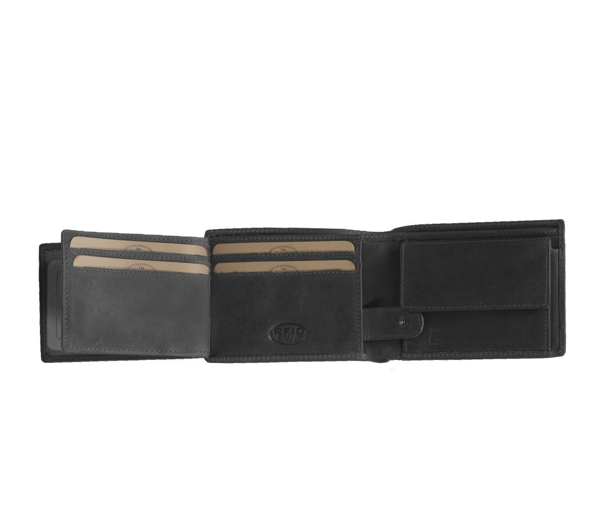 Solid Antique Brass Hardware &amp; Heavy-Duty Dual Zipper Detail on Marvin Full-Grain Leather Wallet para Homem
