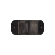 Newton Full-Grain Leather Wallet para Mulher - Structured Side Profile Showing Gusset Depth &amp; Expansion Capacity
