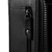 Solid Antique Brass Hardware &amp; Heavy-Duty Dual Zipper Detail on Nova Full-Grain Leather Wallet para Mulher