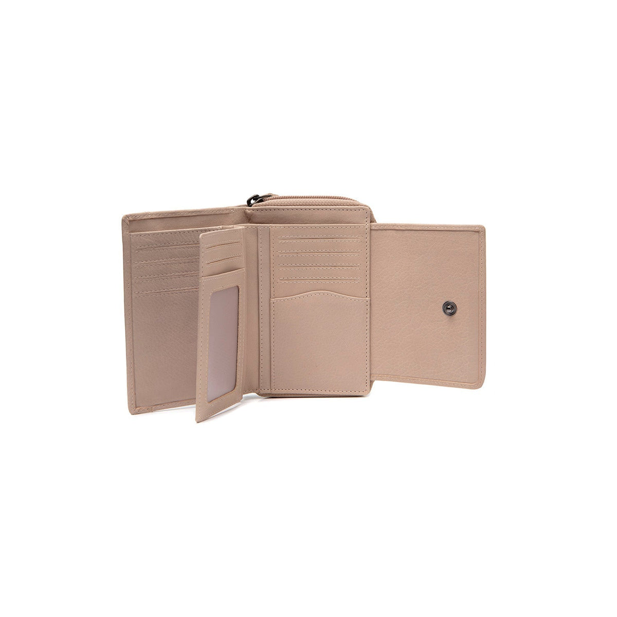 Solid Antique Brass Hardware &amp; Heavy-Duty Dual Zipper Detail on Orveta Full-Grain Leather Wallet para Mulher