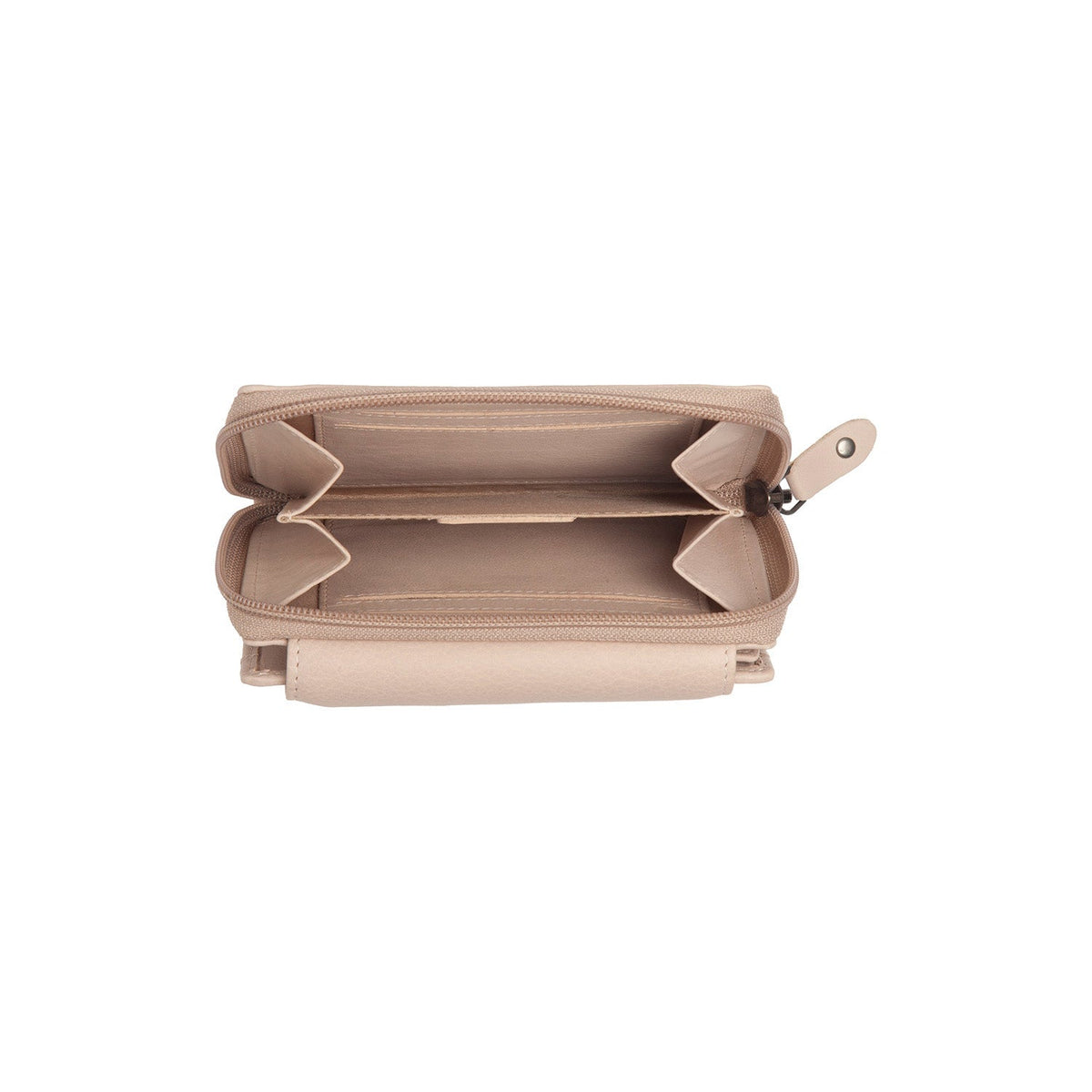 Orveta Full-Grain Leather Wallet para Mulher - Structured Side Profile Showing Gusset Depth &amp; Expansion Capacity